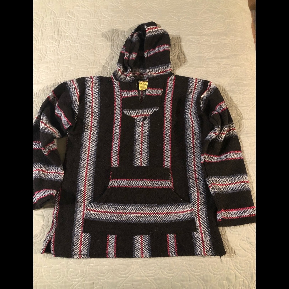 Striped Hooded Poncho